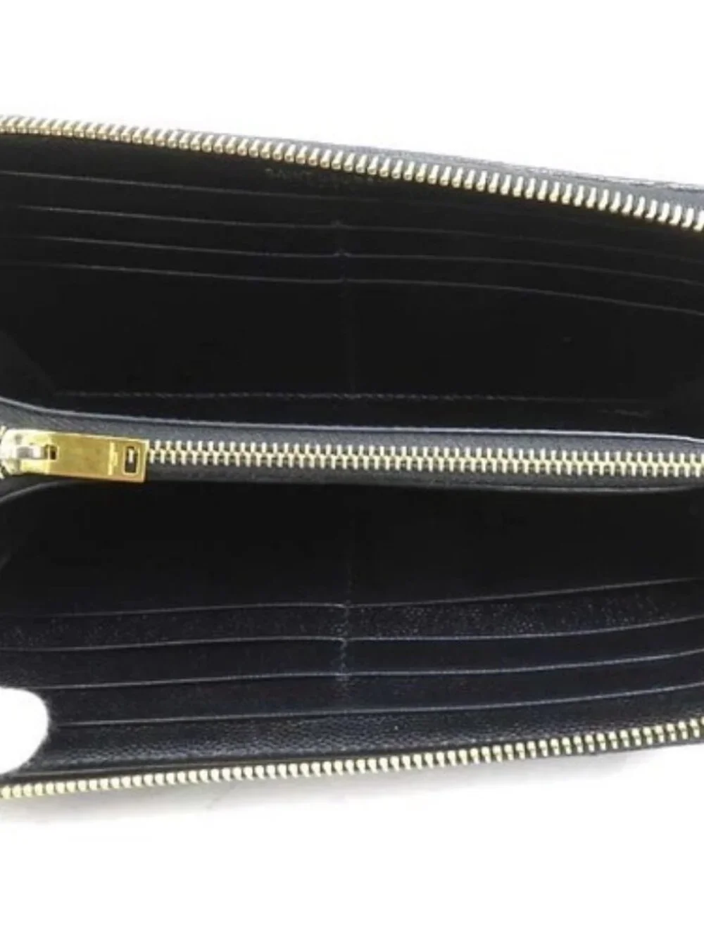Auth SAINT LAURENT Zip Around Long Wallet Black/Gold Leather/Metal - h31776g - Picture 5 of 15